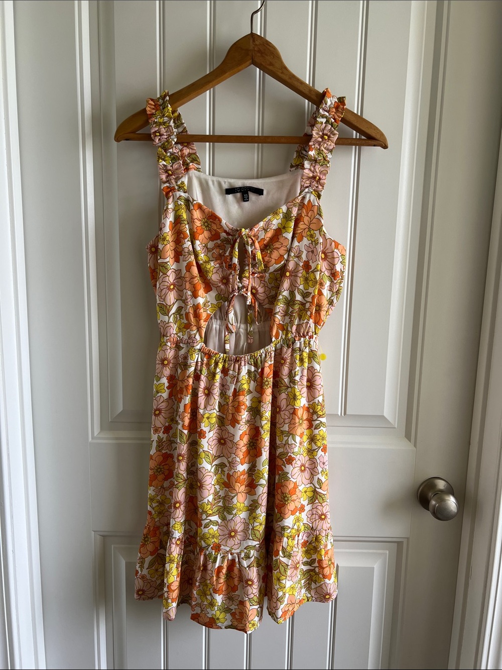 19 Cooper Floral Tie-Front Sundress in Orange, Pink and Yellow